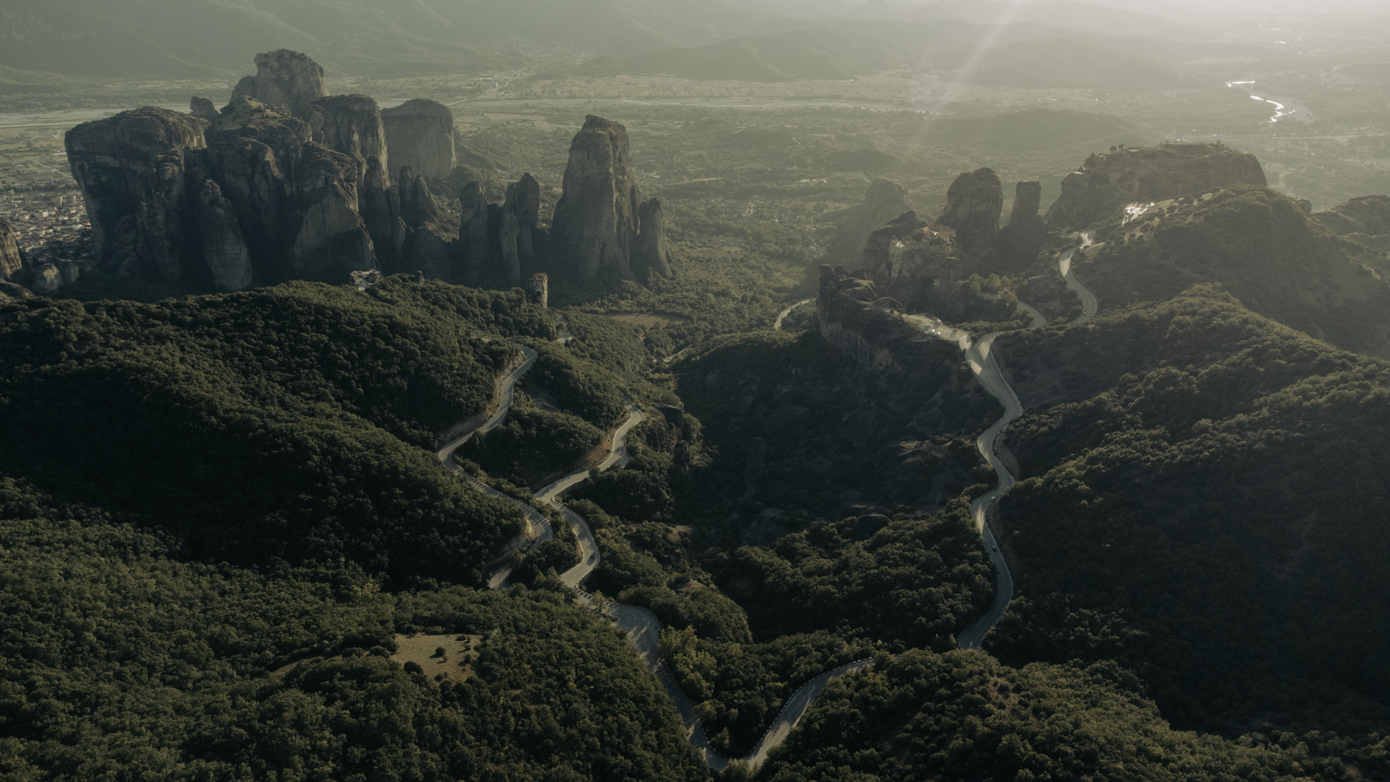Panoramic view of Meteora landscape